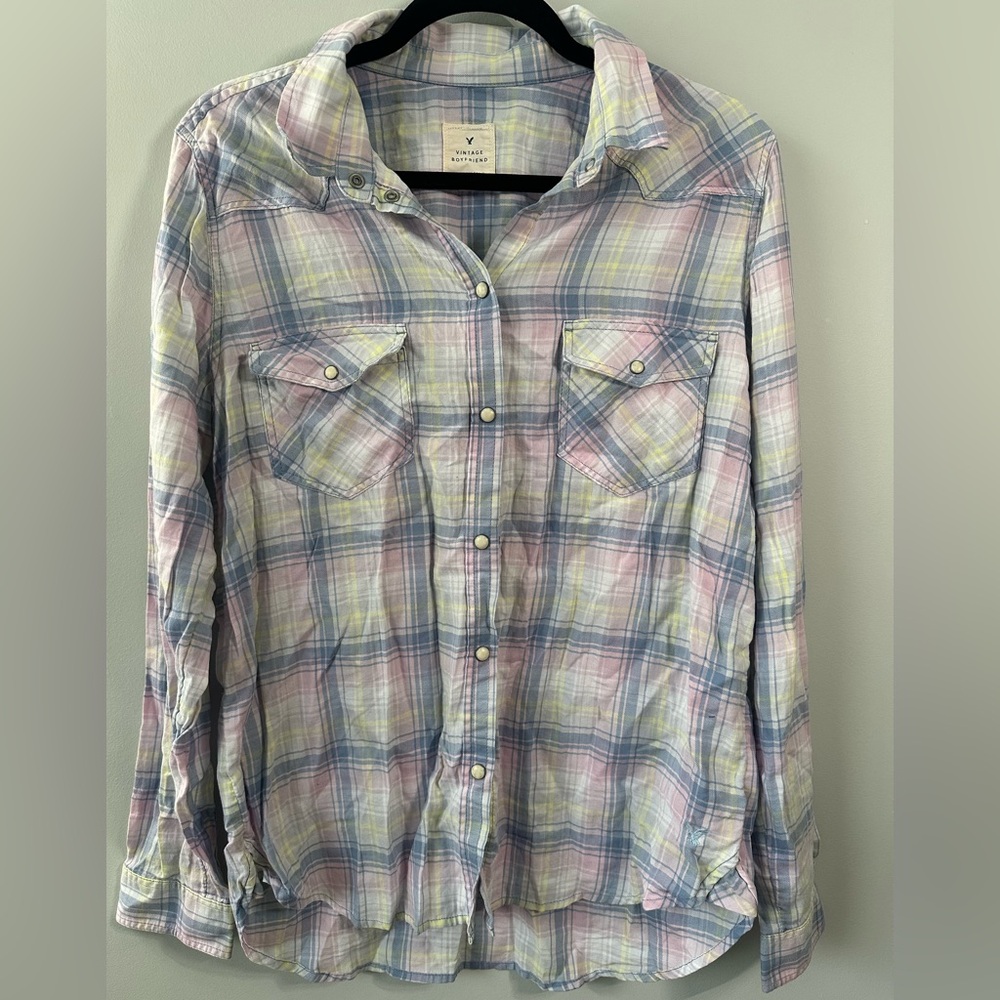 American Eagle Outfitters Vintage Boyfriend Plaid Shirt
